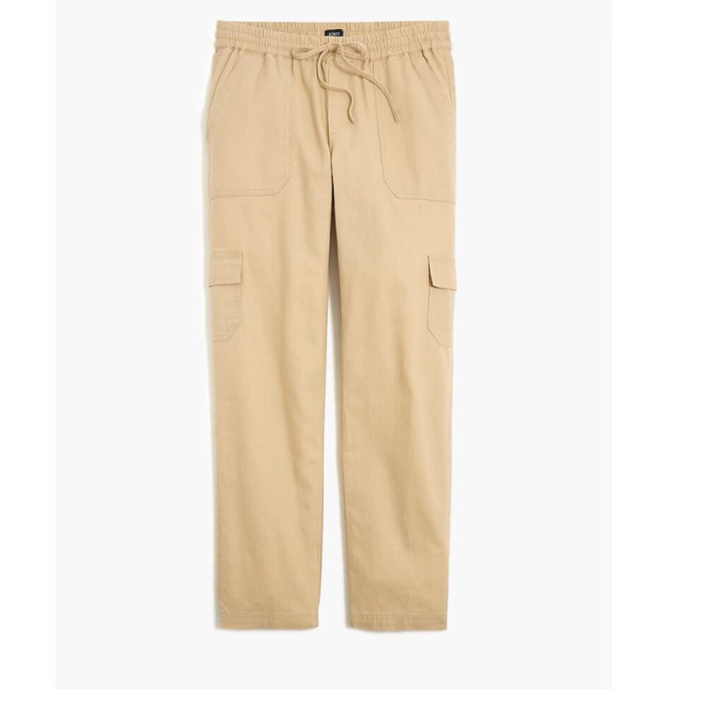 J.Crew Linen Blend Khaki Cargo Drawstring Cropped Pants Sz 8 Nwt